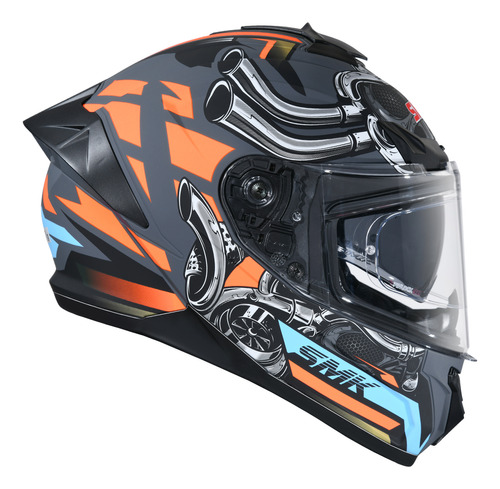 Casco Moto Integral Smk Typhoon Motorhead Doble Visor