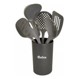 Set De Utensilios De Cocina Hudson 7 Piezas Nylon Gris