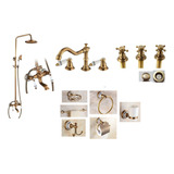 Set Baño Antiguo De Ducha Y Griferia+ Bidet + 6 Accesorios