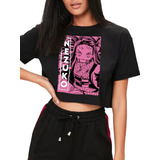 Playera Crop Top Nezuko Belleza Enojada Anime Kny