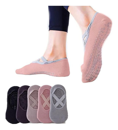 Calcetines De Yoga Antideslizantes Para Mujer-5 Pares