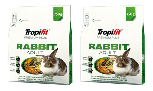 Alimento Para Conejo Adulto Tropifit Premium Plus 750g 2 Pz