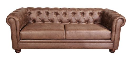 Sofa Florencia 3c Cuero Colorado Caramelo