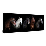 Cuadro Caballo Negro Y Blanco 20 X48 