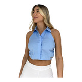 Crop Top Camisero Escote Espalda Unicolor (alb070)