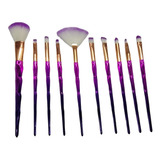 Set De 10 Brochas Aplicadoras Maquillaje Tornasoladas