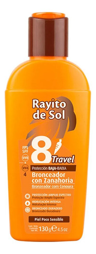 Rayito De Sol Bronceador Con Zanahoria Fps8 Travel X130ml 