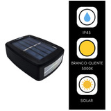 Arandela Luminária Solar Led Parede Externa Branco Quente Cor Preto