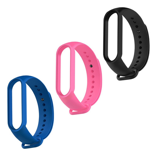 Kit 3x Pulseiras Silicone Compatível Mi Band 5 6 7 Coloridas