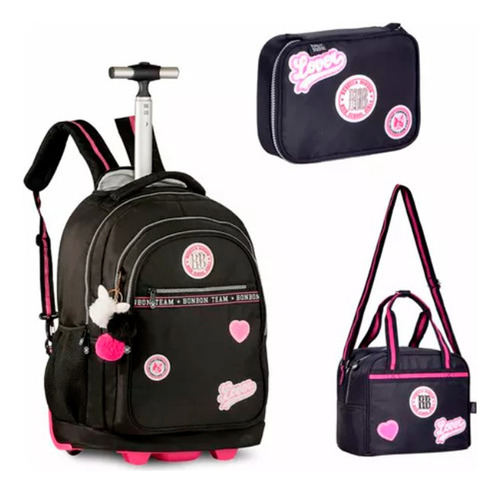 Kit Mochila Rodinha Rebeca Bonbon Escolar Juvenil Infantil