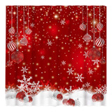 Funnytree Juego Cortinas Ducha Con Copos Nieve Navidad, Con