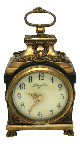 Antiguo Reloj De Mesa Angelus Cuerda Bronce Estilo Imperio