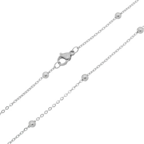 Colar Choker Aço Inox Antialérgico Elo Cadeado Bolinhas 40cm