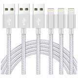 Paquete De 3 Cables De Carga Para iPhone [certificado Mfi] D