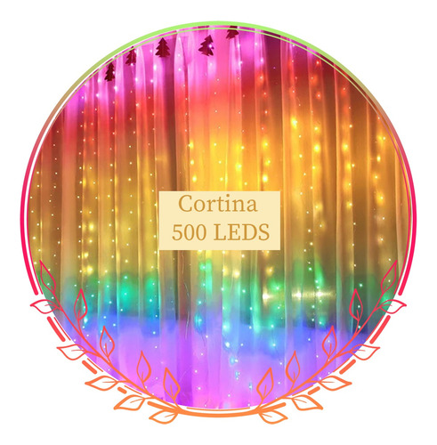 Cortina 500 Leds Colorida Fixa 8 Funções 110v 220v 4x2,2