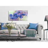 Quadro Decorativo De Flores Azul Aquarelado  70x110