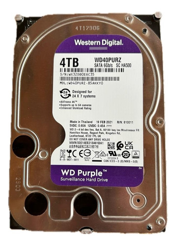 Disco Duro Interno Western Digital Purple 4tb 
