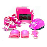 Patins Quad Unitoys 26 Ao 29 + Kit De Proteção Ref.1370 Rosa