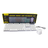 Kit De Teclado Y Mouse Gamer Aoas M-400 Portugués Brasil De Color Blanco