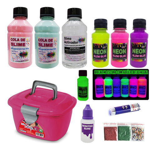 Kit Para Fazer Slimes Fácil De Fazer Colas Neon E Luz Negra