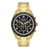 Relógio Orient Masculino Dourado Solar Tech Cronógrafo Luxo Cor Do Fundo Preto