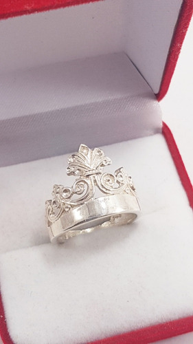 Anillo Corona Plata 925 Grande Pesado 