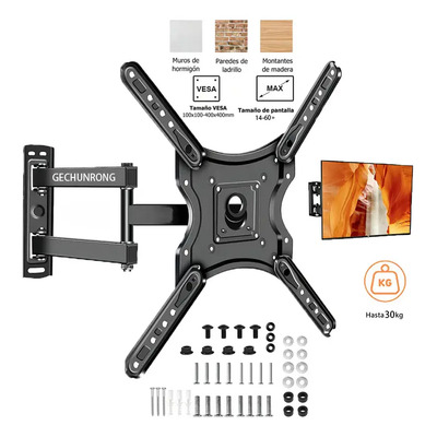 Gechunrong® M-400 Base Soportes De Pantalla Pared Tv 14 A 60 Pulgadas Soporta Max 30kg Soporte De Tv Universal Compatible Soporte Universal Mural Para Televisión Monitor Inclinable Y Ajustable Negro
