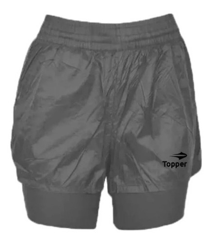 Short Topper Crinkled 2 In 1 Rng Mujer Gris Abc Dep