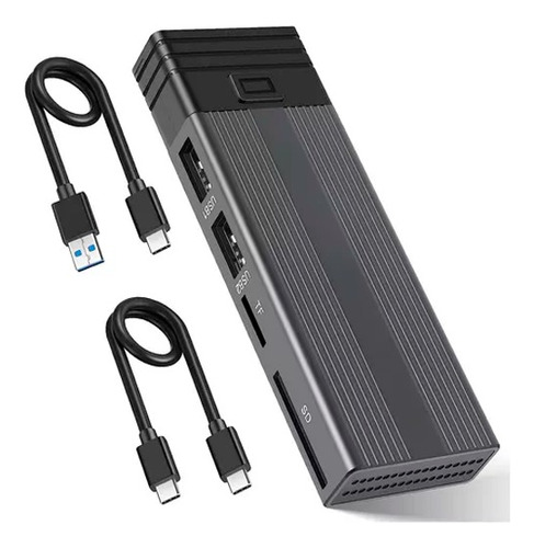 Caja Externa Nvme M.2 Cineb Y Hub Usb 2 En 1, Usb C 3.2 Gen2