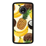 Funda Protector Para Motorola Moto Frutas Coco Piña Plata