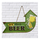 Placa De Metal Decorativa Cerveja Gelada Alto Relevo 41x26cm