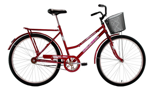 Bicicleta Aro 26 Feminina Retrô Classic Freio No Pé Vermelha