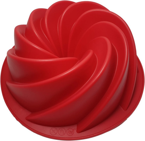 Tortera Molde Silicona Para Torta Forma Espiral Apto Horno Color Rojo