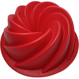 Tortera Molde Silicona Para Torta Forma Espiral Apto Horno Color Rojo