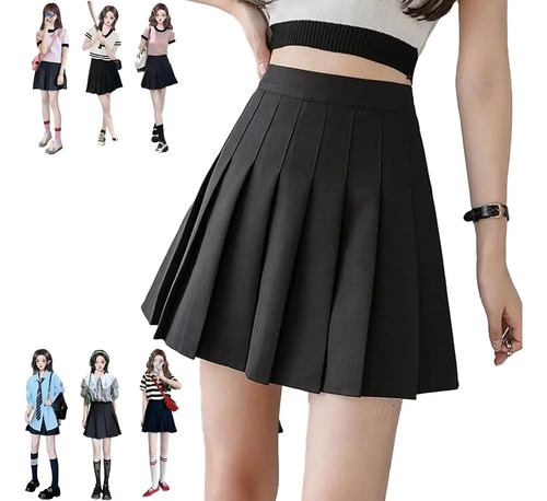 Falda Short Minifalda Plisada A Cuadros De Estilo Coreano