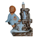 Incensário Cascata Buda Meditando Azul 11,5cm