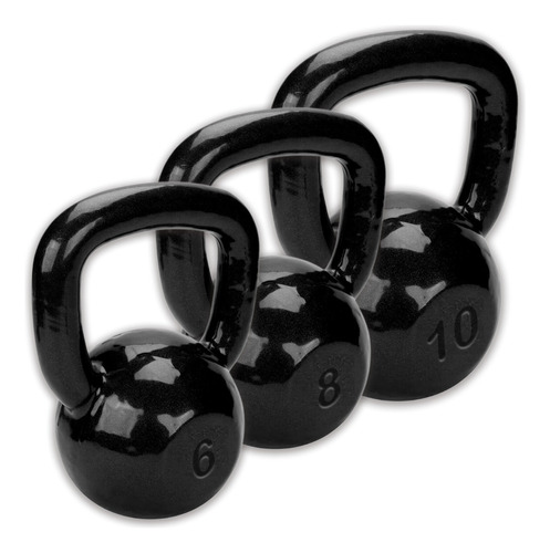 Kit Halter Kettlebell 6 8 E 10 Kg Emborrachado - Peso T 24kg