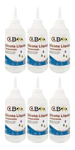 6 Silicona Liquida Transparente 250ml Adhesivo Pegamento Cbx