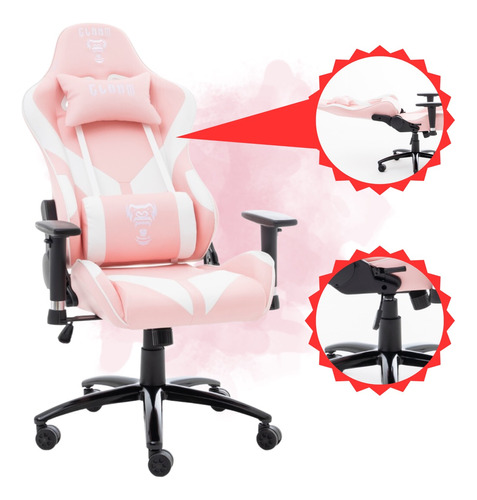 Cadeira Rosa Confortável Gamer Clanm Cl-cm081