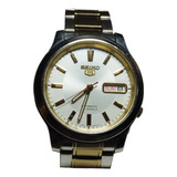 Reloj Seiko 5 Automatico Usado Dial Blanco Dorado  7s26