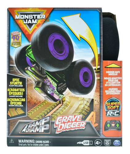 Monster Jam Grave Digger Radio Control 1.15 Spin Master Color Negro/verde