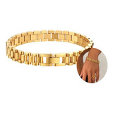 Pulsera Brazalete Cadena Enchapado En Oro 18k Dorada