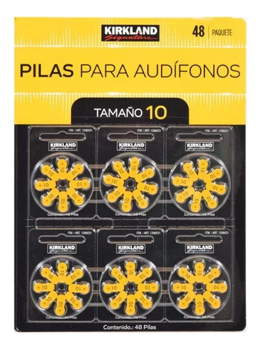 Pilas Aparato Auditivo Tamaño 10 Audífonos 48 Pzas Ks
