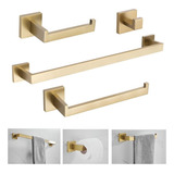 Kit Acessórios Banheiro Inox 304 Dourado Luxo 4 Peças