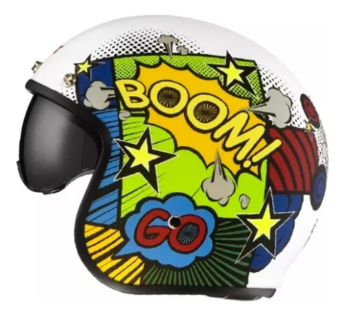 Casco Abierto Punto Extremo Grafica Comic En Litto Motos 