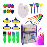 Set De 25 Pinceles Para Niños, Lavables, Esponjas, Juguetes