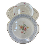 Set X 3 Platos Porcelana Vintage Usados Con Diseño