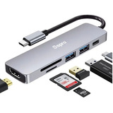 Hub Adaptador Usb-c 6 En 1 (hdmi,2x Usb 3.0, Tf, Sd, Usb-c)