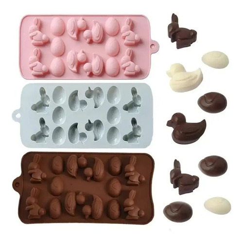 Molde Silicona Para Chocolate Conejo Huevo Pascua