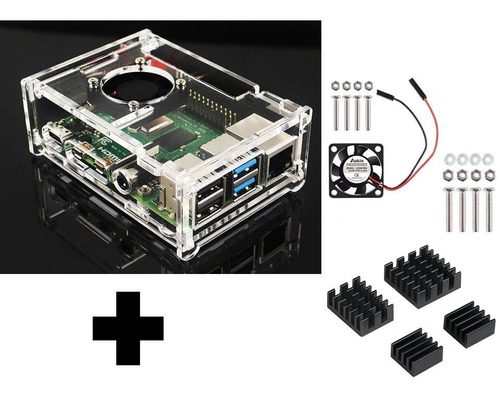 Kit Case Acrílico Para Raspberry Pi4+ Cooler+dissipadores.